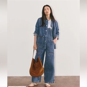 NWT Everlane Gardener Blue Denim Overalls, Size Extra Large